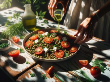 Délicieuse Salade de Lentilles Vertes, Tomates et Feta : La Recette Fraîcheur de l’Été !